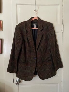Vintage Sag Harbor Brown Plaid Blazer Size 8